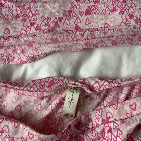 Jessica Simpson Pink Heart Print Pajama Set | Cami & Shorts | Size M - Picture 3 of 3